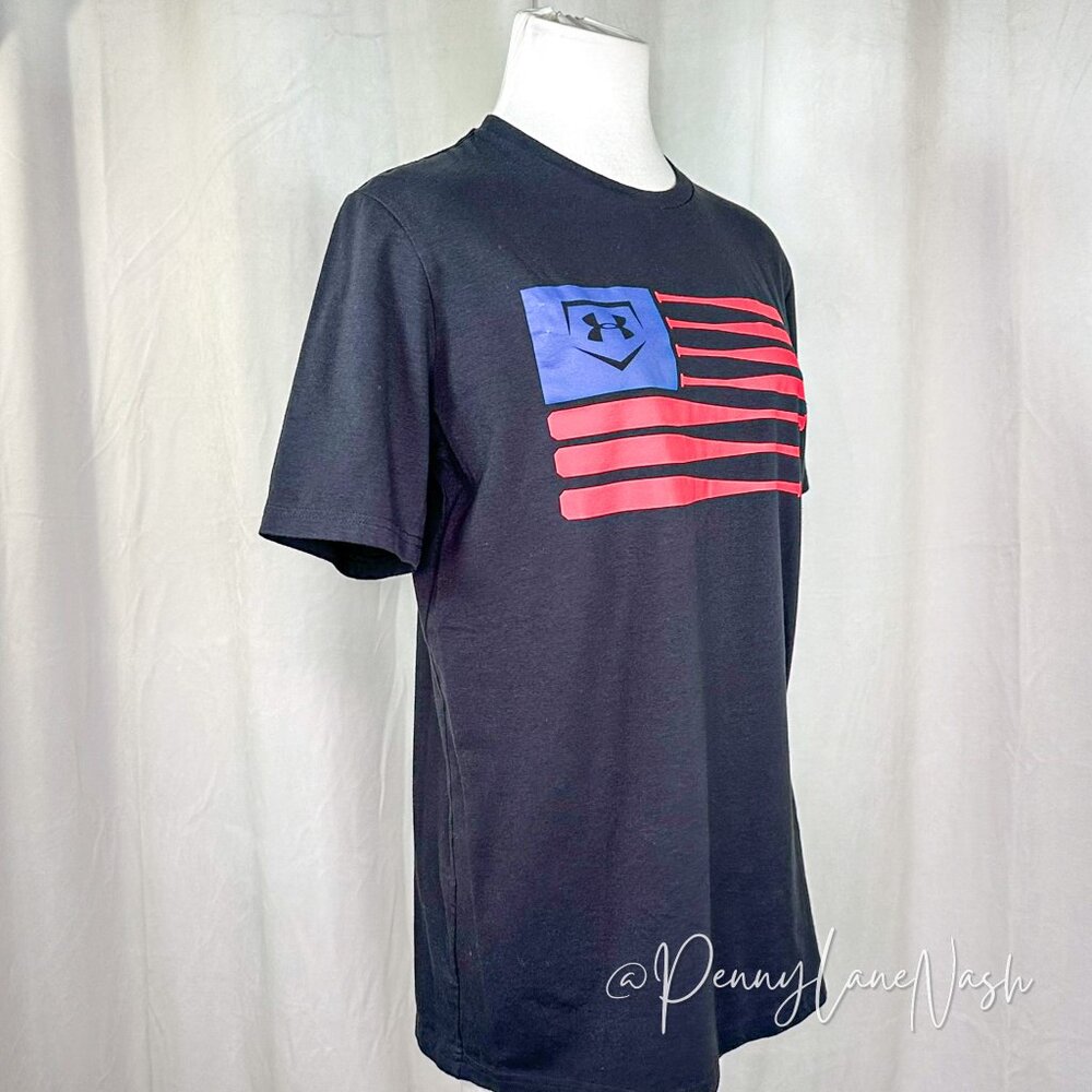 Under Armor Freedom American Flag Baseball T-shirt Black - Picture 2 of 10
